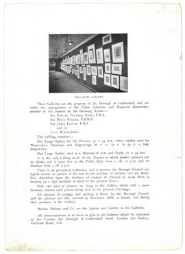 Pamphlet: South London Art Gallery, page 2