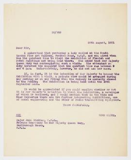 Letter about Queen Mary visiting the exhibition, 3