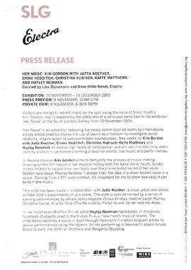 Her Noise Press Release, page 1