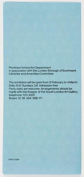 Peckham School Art Pamphlet, back cover