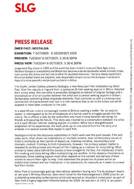 Omer Fast Press Release, page 1