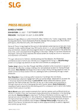 Games &amp; Theory Press Release, page 1