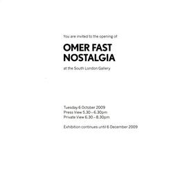 ‘Omer Fast: Nostalgia’ invitation, inside