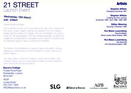 21 Street launch event card, back