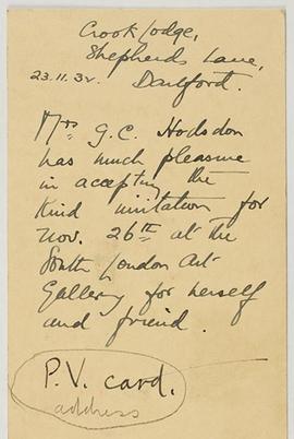 Letter from Mrs G.C. Hodsdon