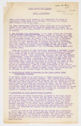 Information about exhibitions, 1951, page 1