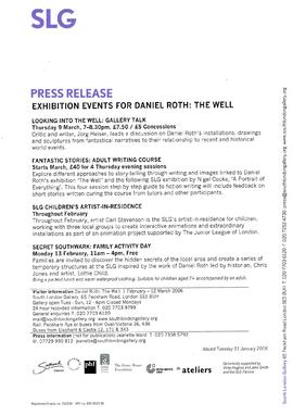 Daniel Roth Press Release (exhibition events)