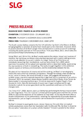 Manon de Boer Press Release, page 1