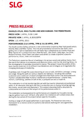 The Pedestrians Press Release, page 1