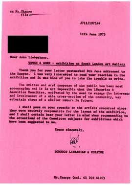 Reply from the gallery to a letter from a member of the public