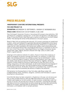 Independent Curators International Press Release, page 1