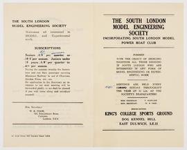 South London Model Engineering Society Pamphlet, 1