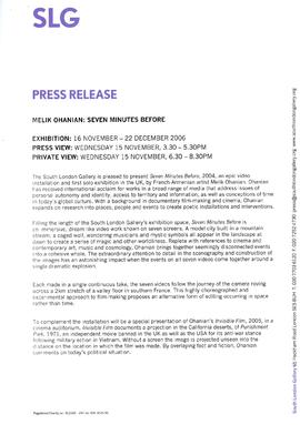 Melik Ohanian Press Release, page 1