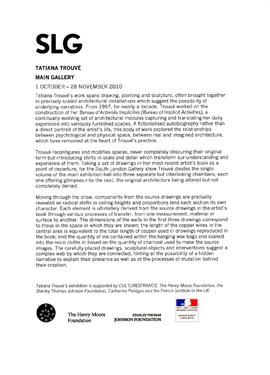 Tatiana Trouvé Press Release, page 1