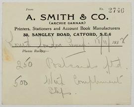 Receipt from A. Smith &amp; Co