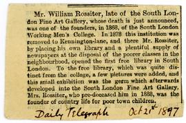 William Rossiter obituary, The Telegraph