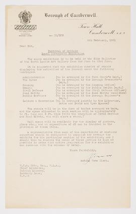 Letter from the Acting Town Clerk to W.J.A. Hahn (Chief Librarian)