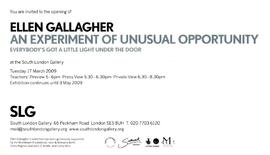 ‘Ellen Gallagher: An Experiment of Unusual Opportunity’: invitation 1