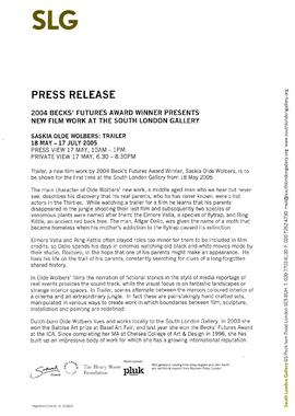 Saskia Olde Wolbers Press Release, page 1
