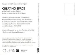 Creating Space postcard, front