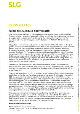 Fox Garden Press Release