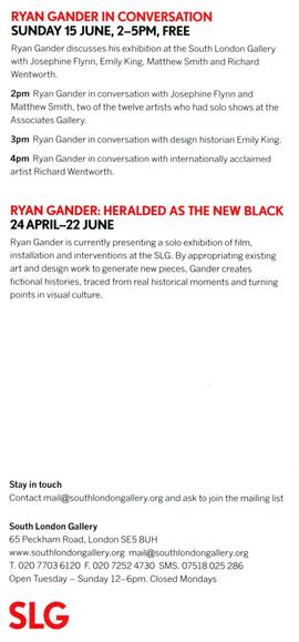 Ryan Gander ‘in conversation’ flyer, back