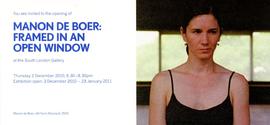 ‘Manon de Boer: Framed in an Open Window’ invitation, front