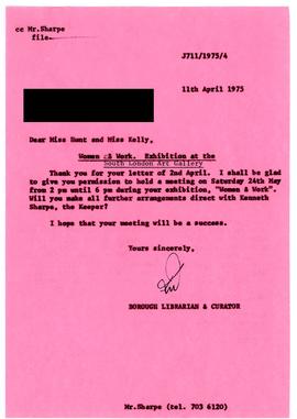 Letter to Kay Hunt and Mary Kelly